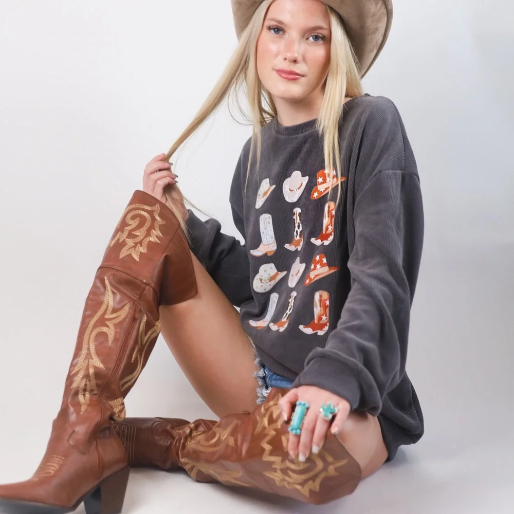 New Whiskey Brown Western Boots Women's Cowgirl Boots Sz 6-11